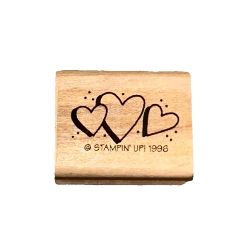 Vintage 1996 Stampin' Up! Hearts Love Valentines Wood Mounted Rubber Stamp Art